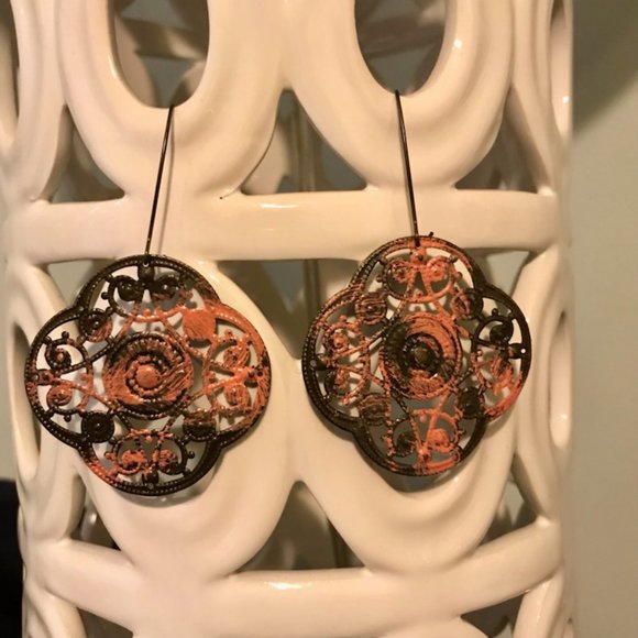 (3/$20) Bronze & Peach Boho Earrings - Picture 2 of 3